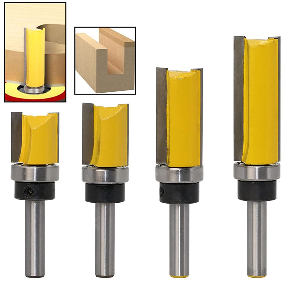 Dailygoods - 4-delige Freesset met 8 mm Schacht - Professionele Houtbewerkingsgereedschap
