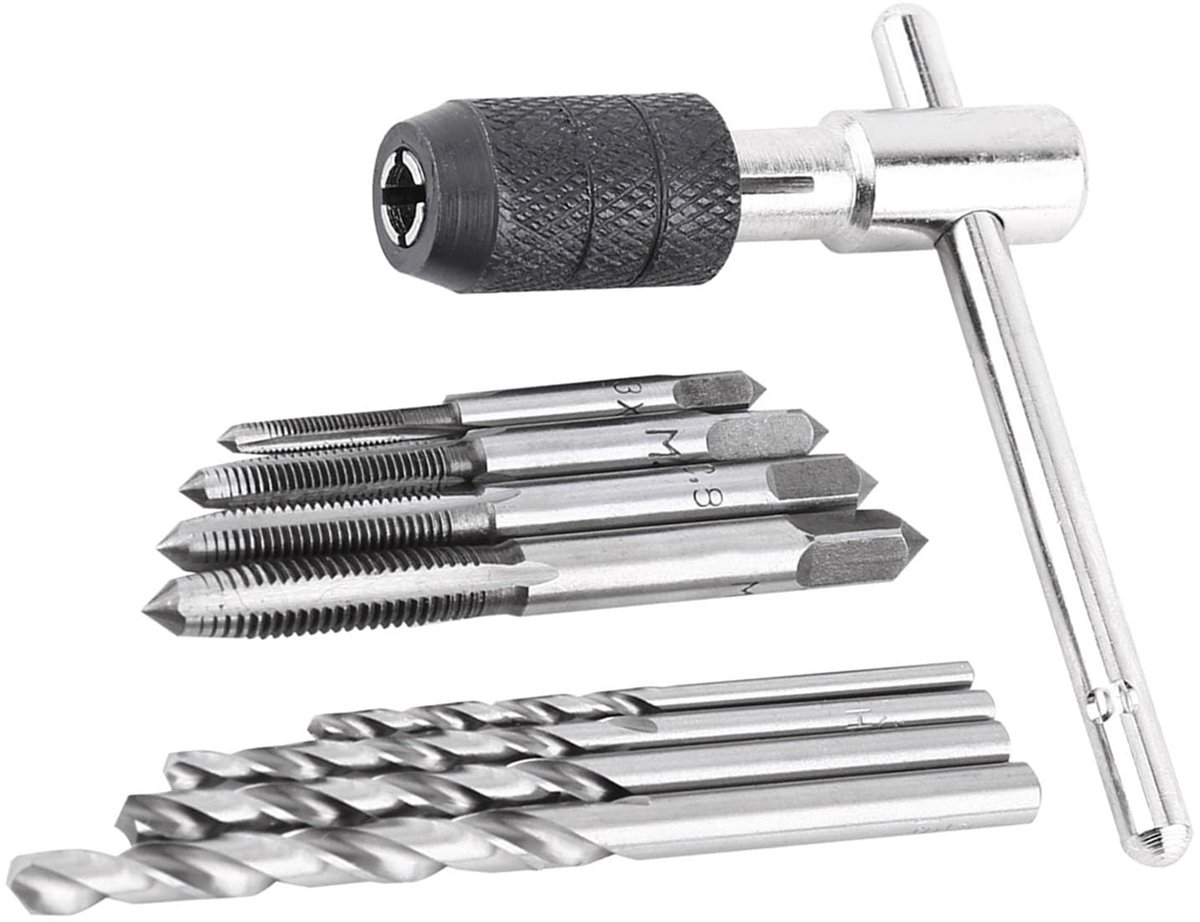 Dailygoods - Tapsleutelset - 9PCS M3 M4 M5 M6 Schroeftappen en T-vormige Wrench Set