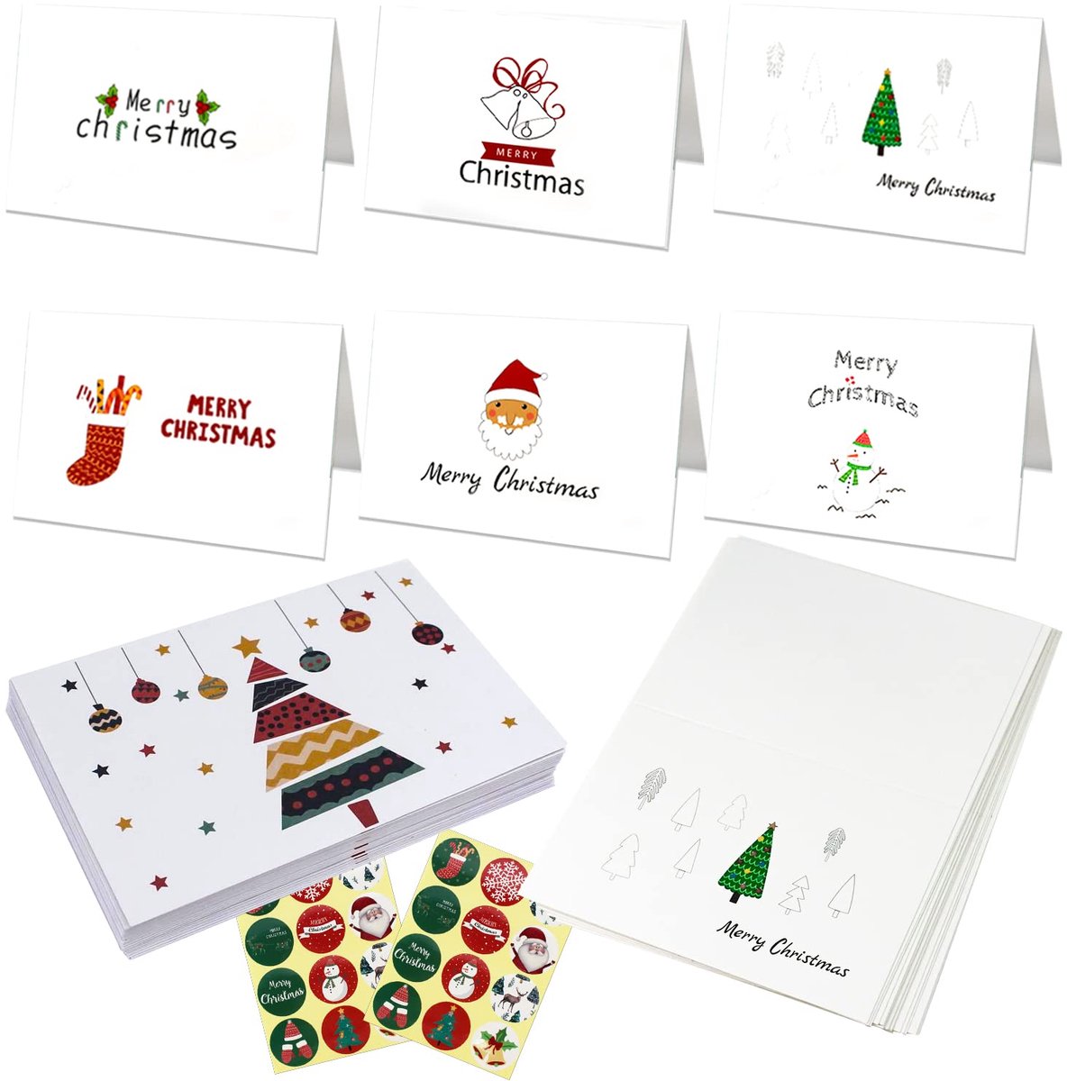 Dailygoods - Gepersonaliseerde Kerstkaarten Set - 24 Stuks met Enveloppen en Stickers