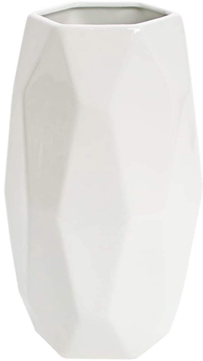 Dailygoods - 25CM Witte Bloem Keramische Vaasje - Minimalistische Stijl voor Moderne Interieur