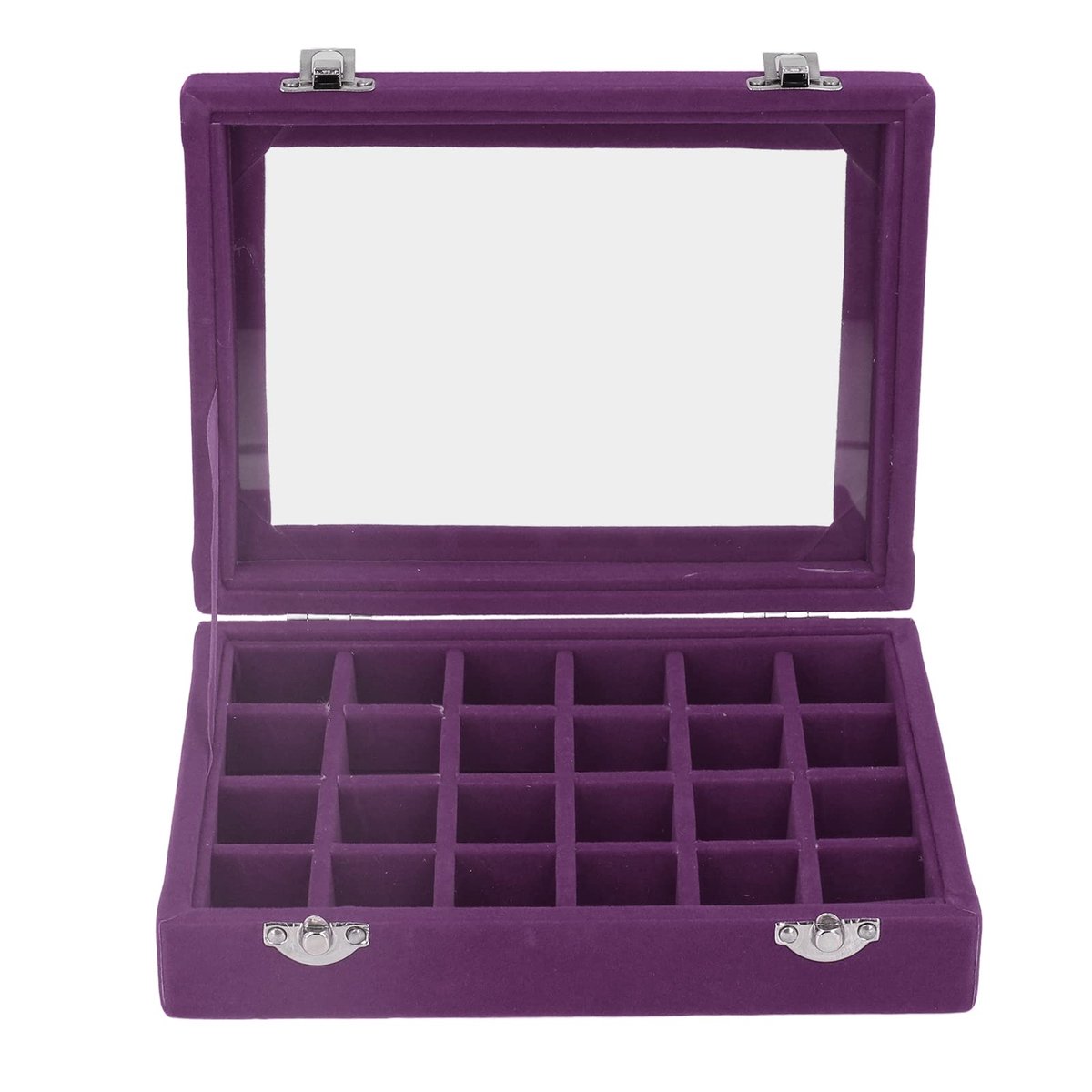 Dailygoods - Velvet Sieraden Organizer met Heldere Deksel - Voor Oorbellen, Ringen en Horloges