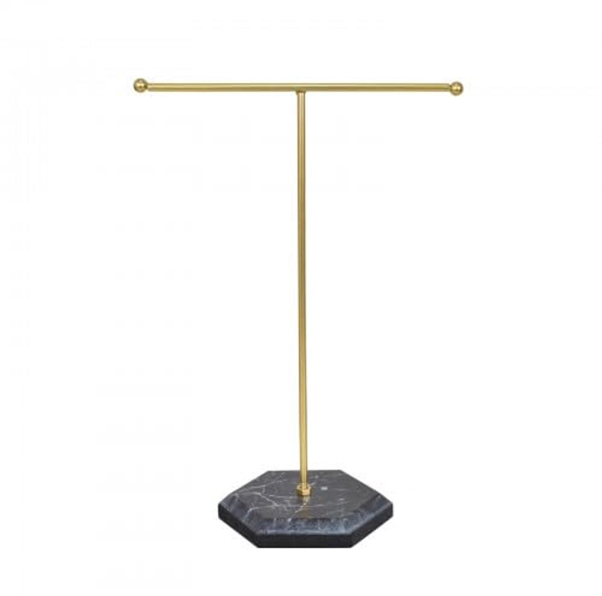 Dailygoods - Sieradenstandaard - Metalen T-bar - Functionele sieradenhouder - Wit/Zwart - Oorbel- en halskettingstandaard - Organiseer je sieraden - G...
