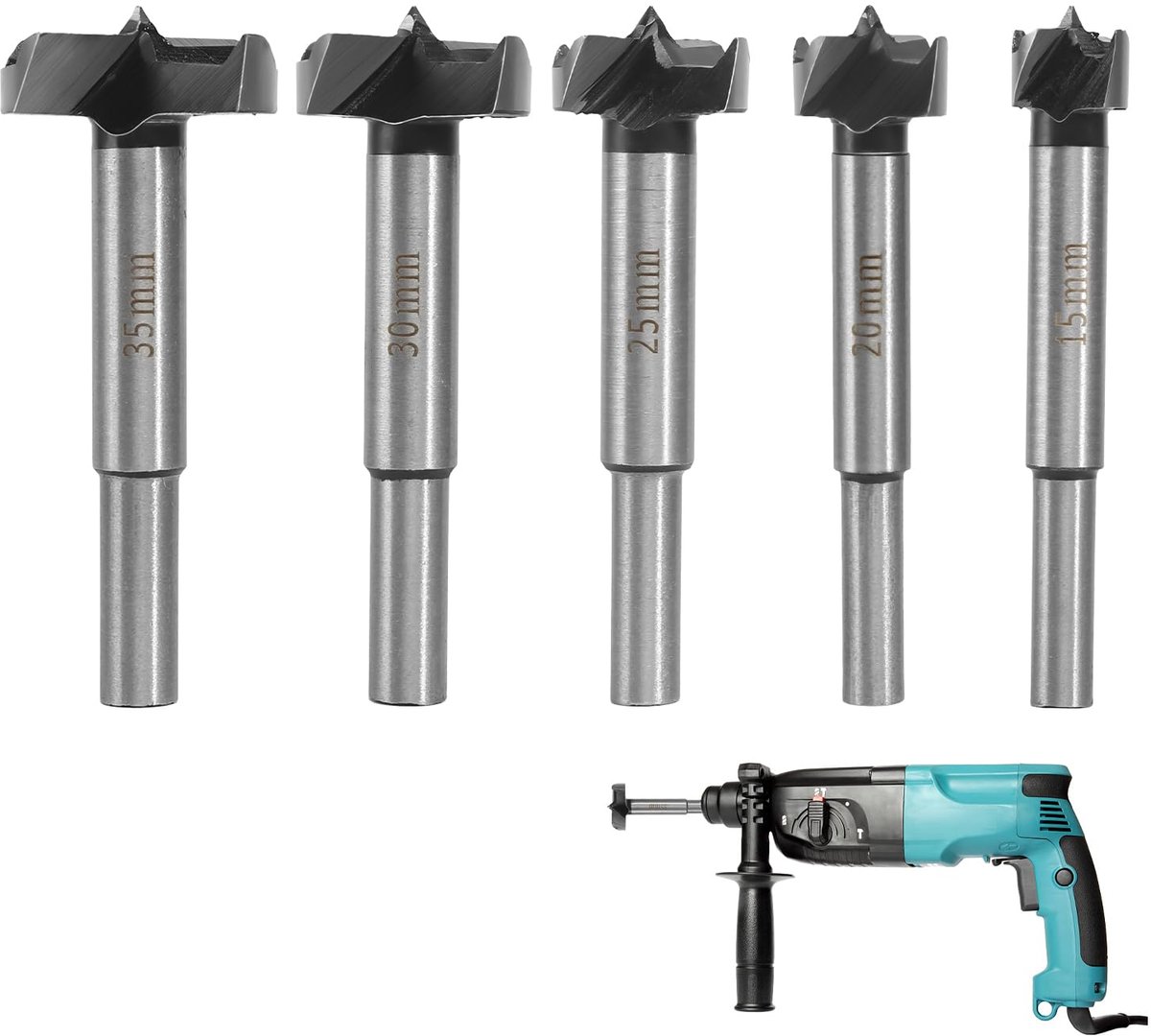 Dailygoods - Forstnerboorset - 5 Stuks van 15-35 mm met Opbergdoos