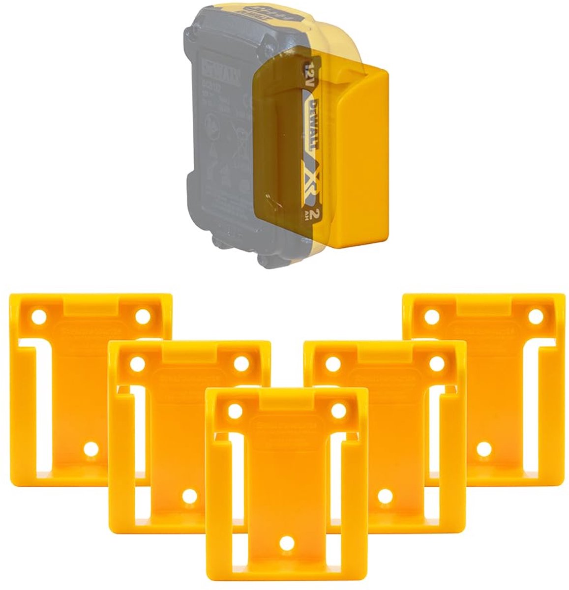 Dailygoods - Batterijhouders voor Dewalt 12V - 5 Stuks Geel