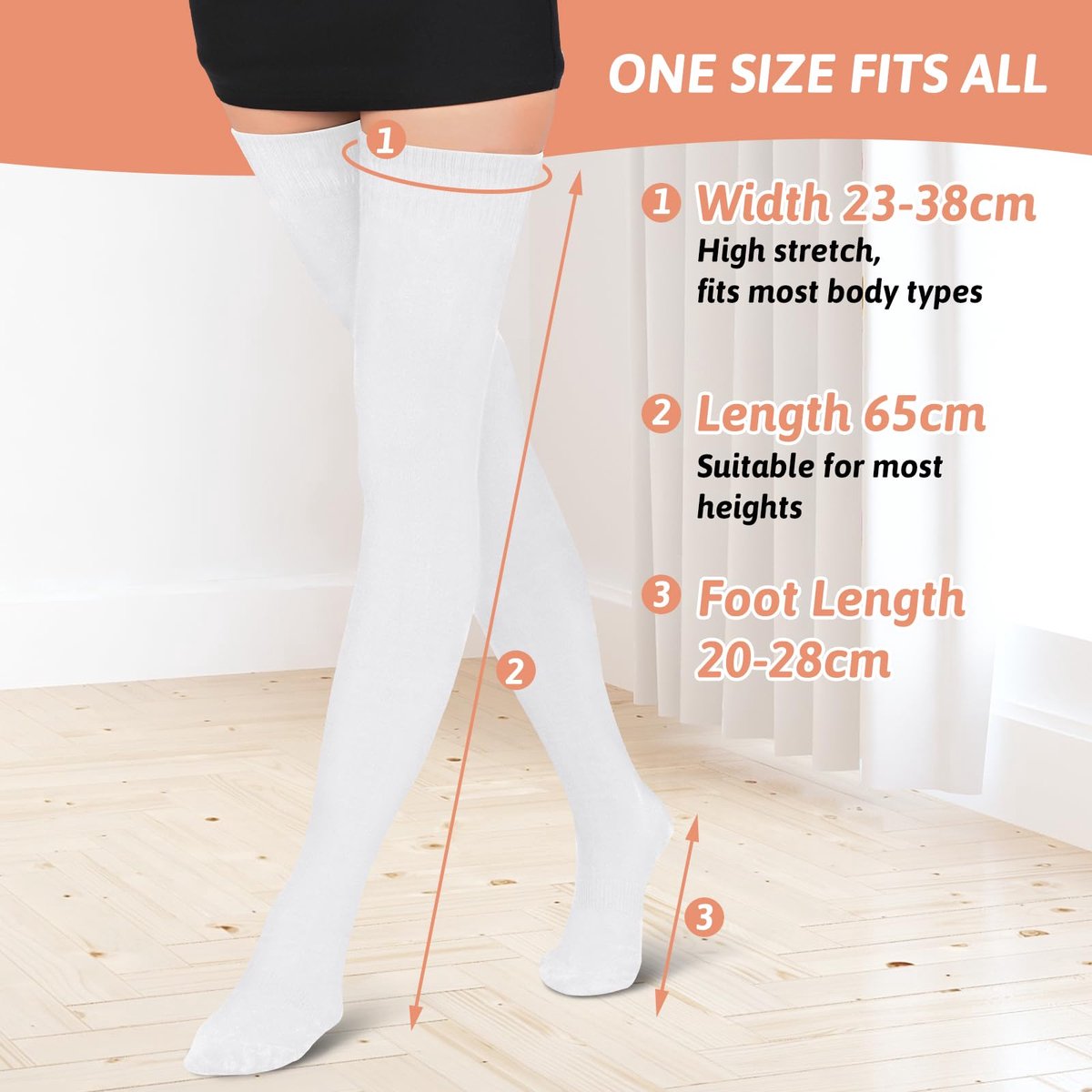 Dailygoods - Overknee Kousen Dames - 65 cm Thigh Socks in Katoen