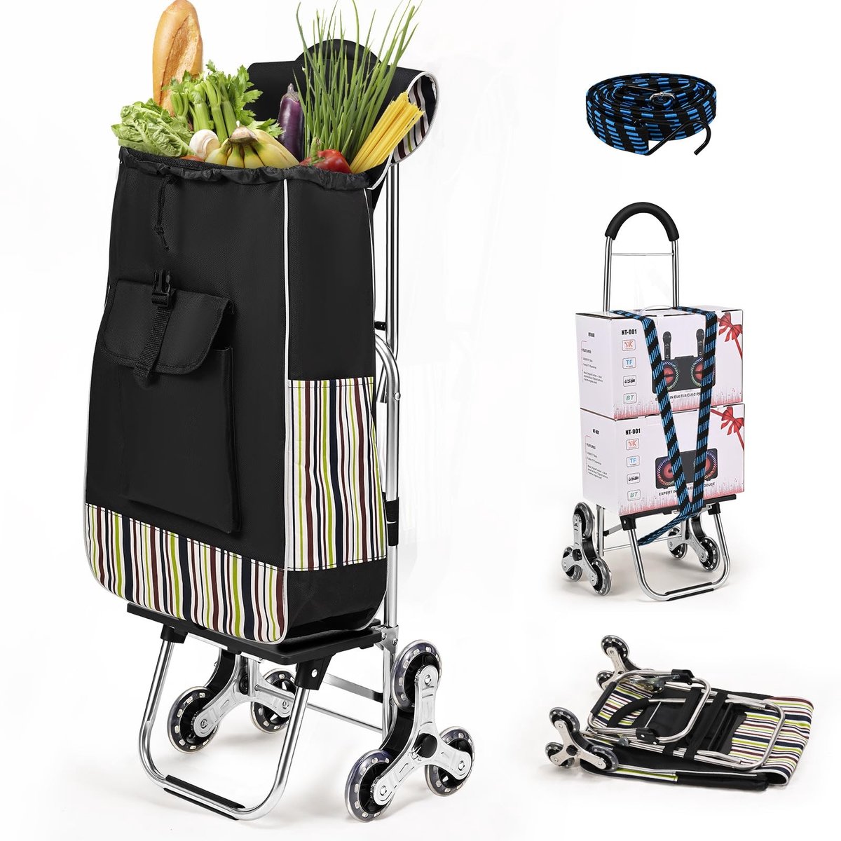 Dailygoods - Vouwbare Shopping Trolley met 6 Wielen en Koelcompartiment