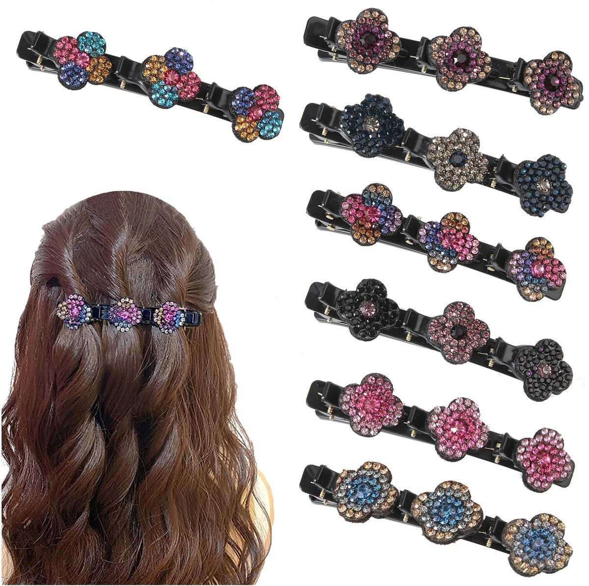 Dailygoods - 7-delige Haarclips voor Vrouwen met Sprankelende Kristallen