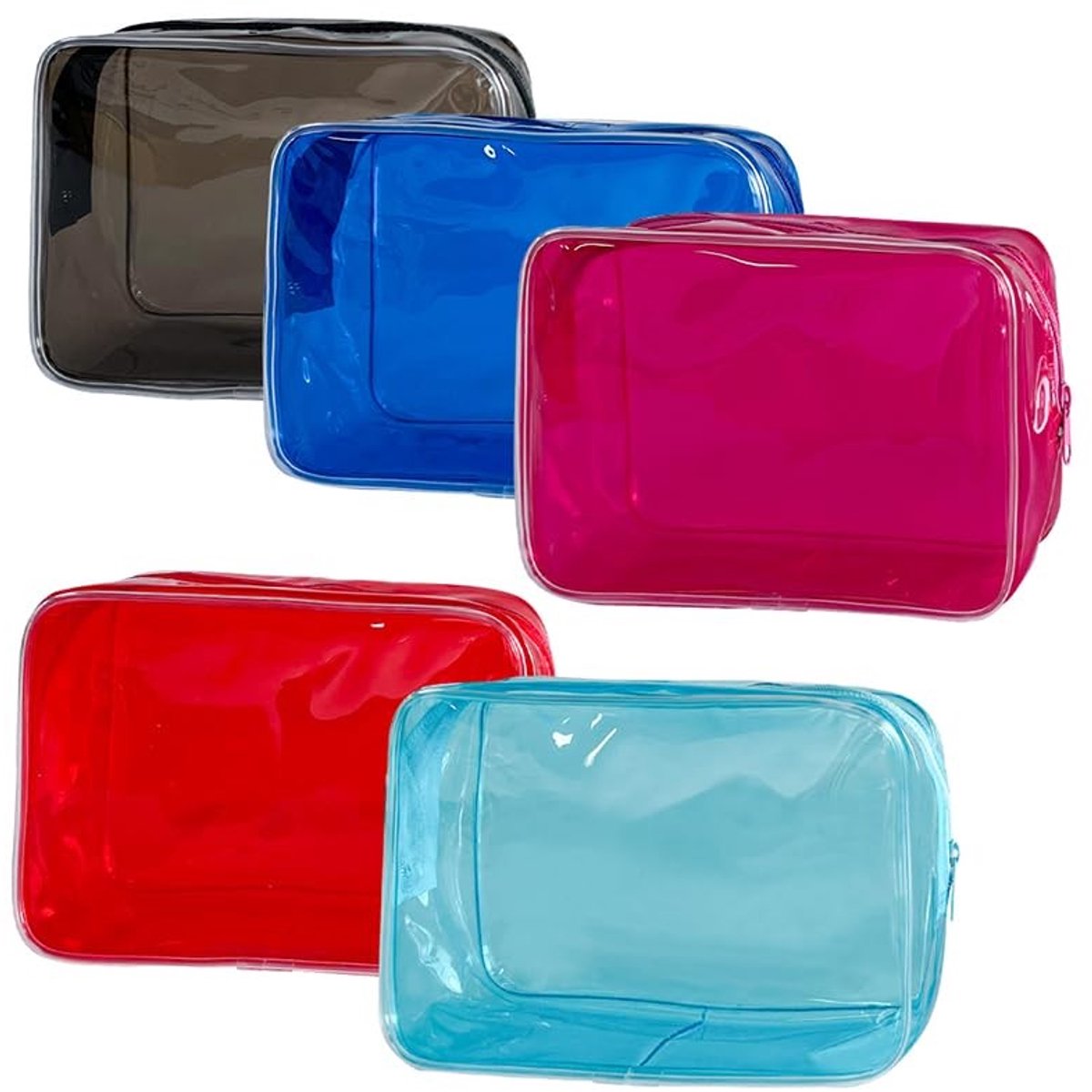 Dailygoods - Transparante PVC toilettas in felle kleuren - Ideaal voor reizen