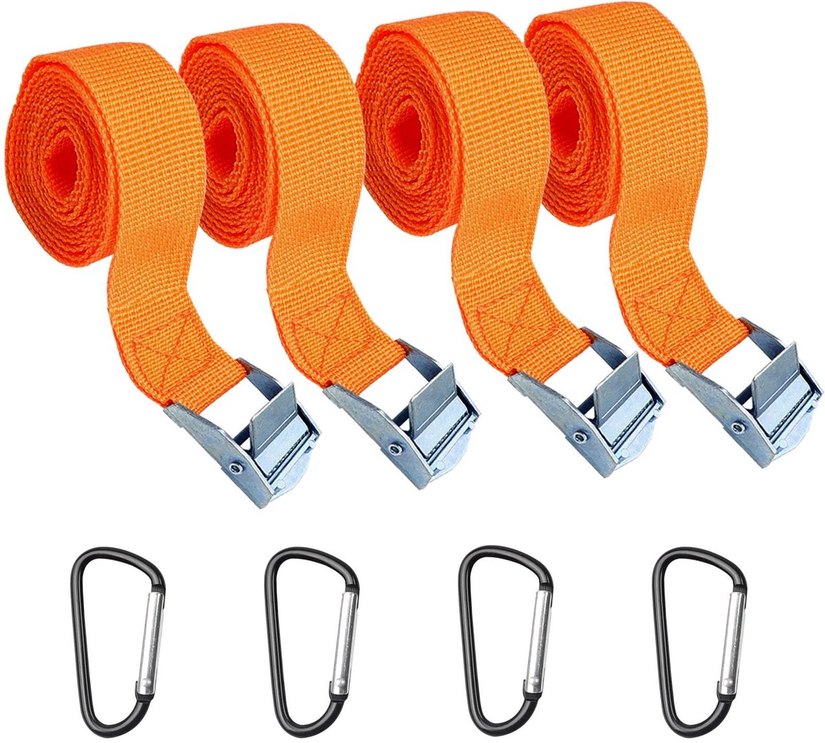 Dailygoods - 4Pcs Lashing Straps Short met Ratchet - 2cm x 1m voor Motoren en Fietsen