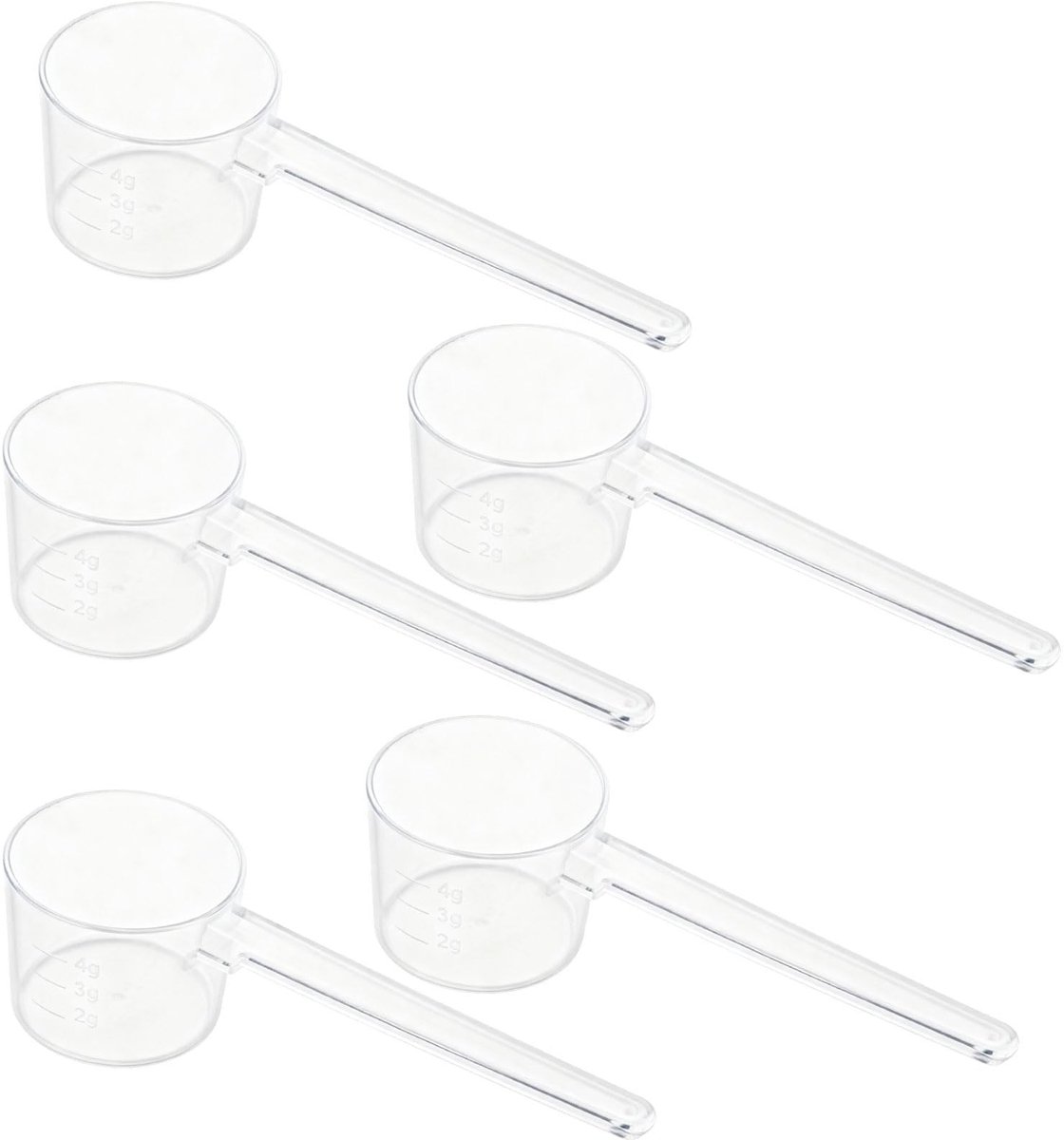 Dailygoods- Maatschep 5 stuks - Eiwitschep - Multifunctioneel Keukengereedschap - Transparant - 5 g - Premium Materiaal - Schepje