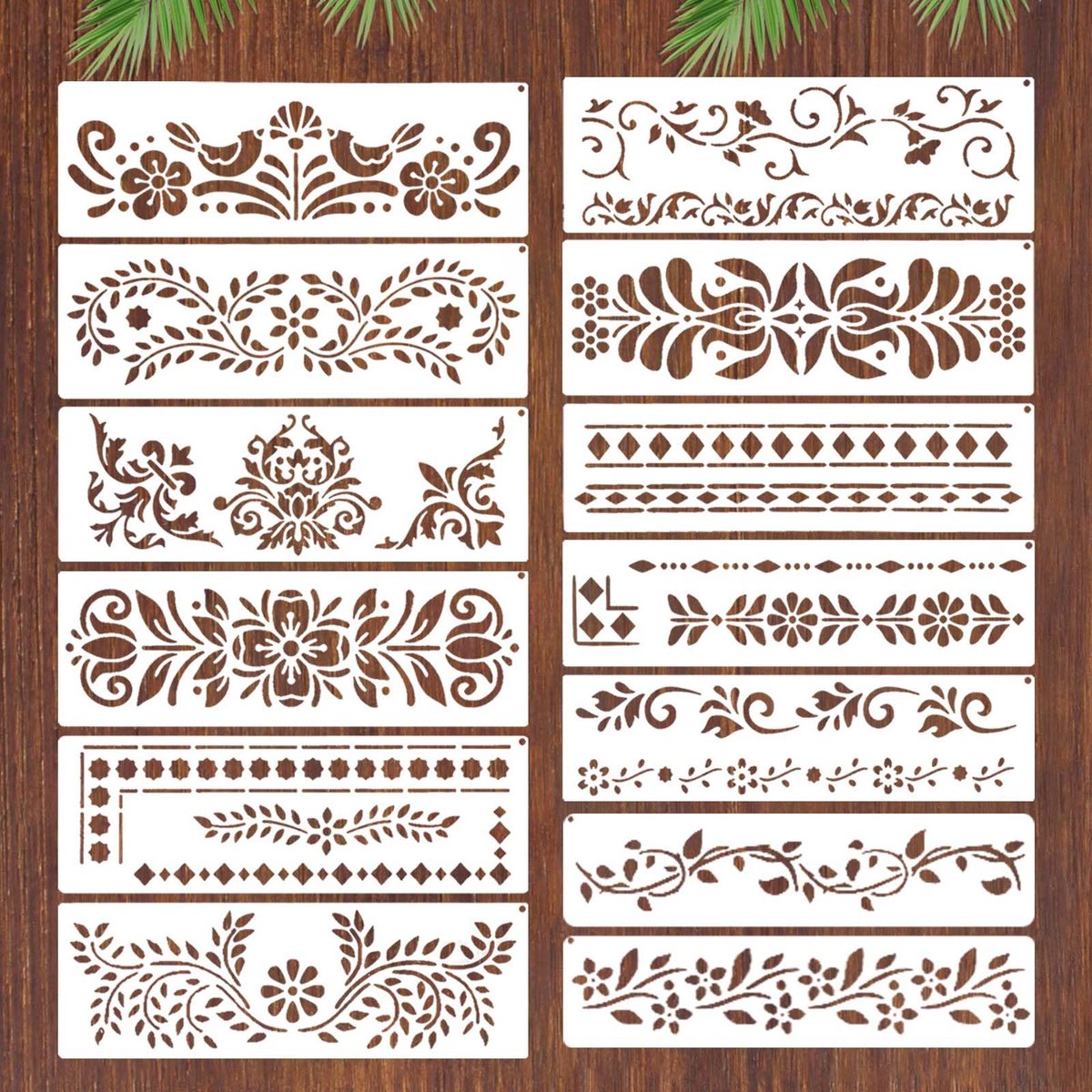 Dailygoods - 12 Stuks Sjablonen voor Textiel - Bloemensjablonen voor Creatief Schilderen