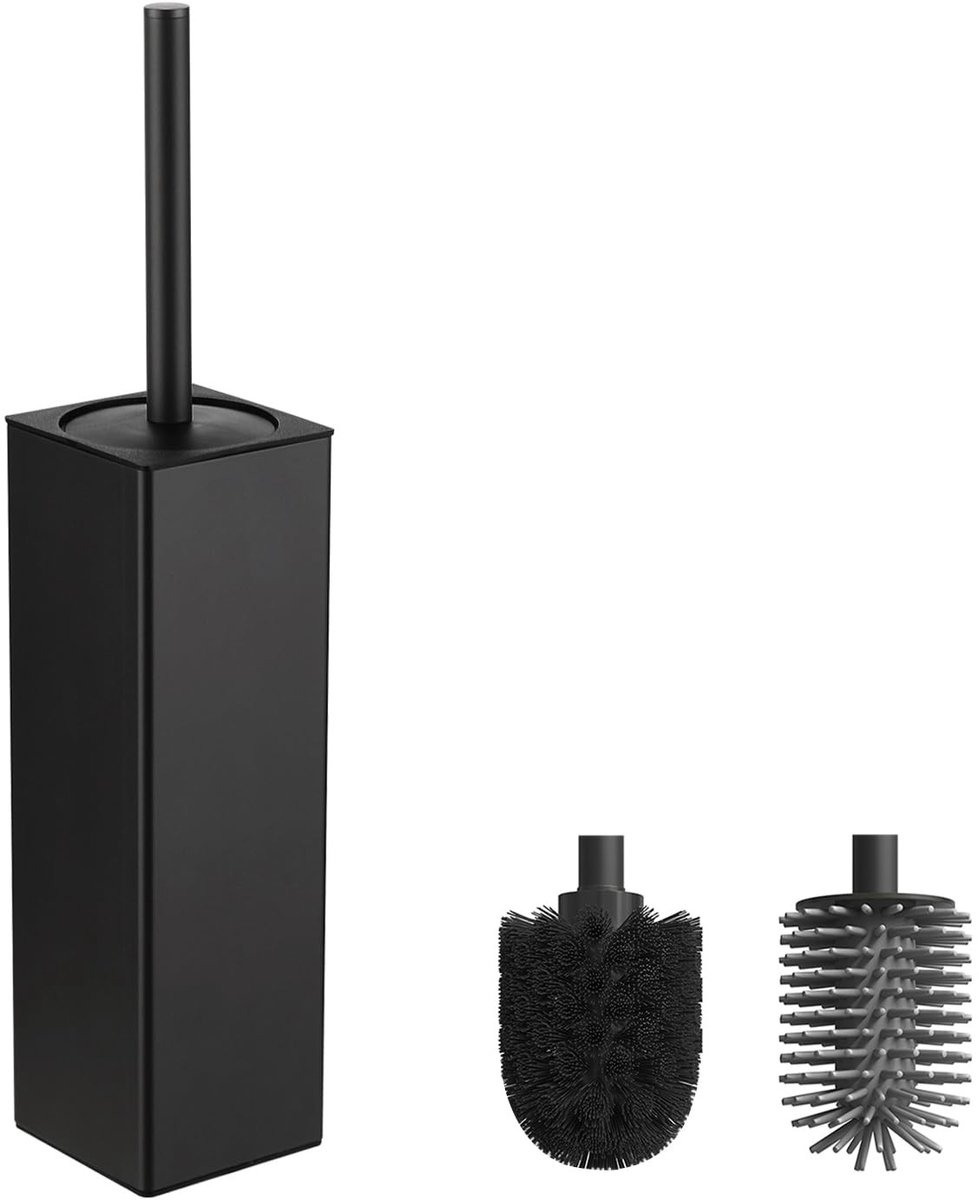 Dailygoods - Zwarte Toileborstel met Houder - Duurzaam en Stijlvol