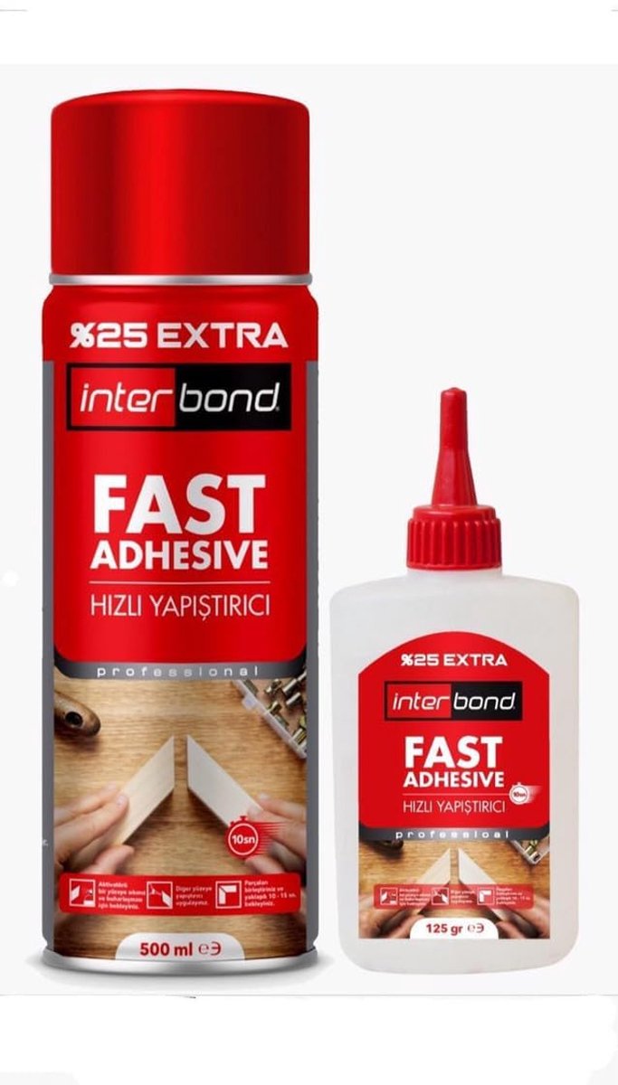 SnelShoppen - Interbond Snelspanner Lijmset Extra Sterke Lijm 125g met Spray Activator 500ml - Universele Kunststoflijm voor Textiel, Montage, Keramie