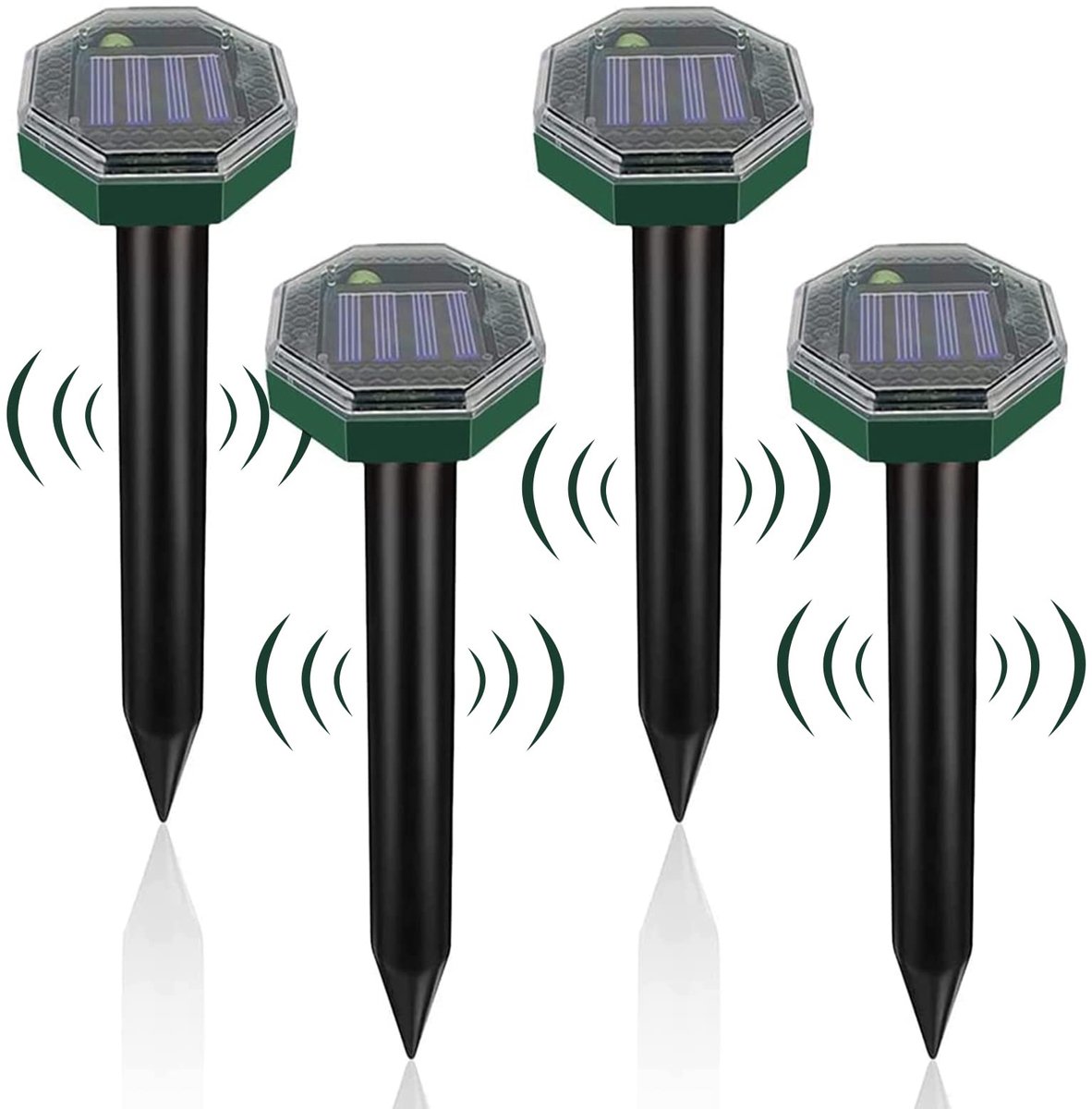 SnelShoppen - Flintronic Mollenverjager op Zonne-energie - 4 Stuks Ultrasone Muizenafweer - Waterdicht, Kattenafweer, Mollenafweer, Slangenafweer voor