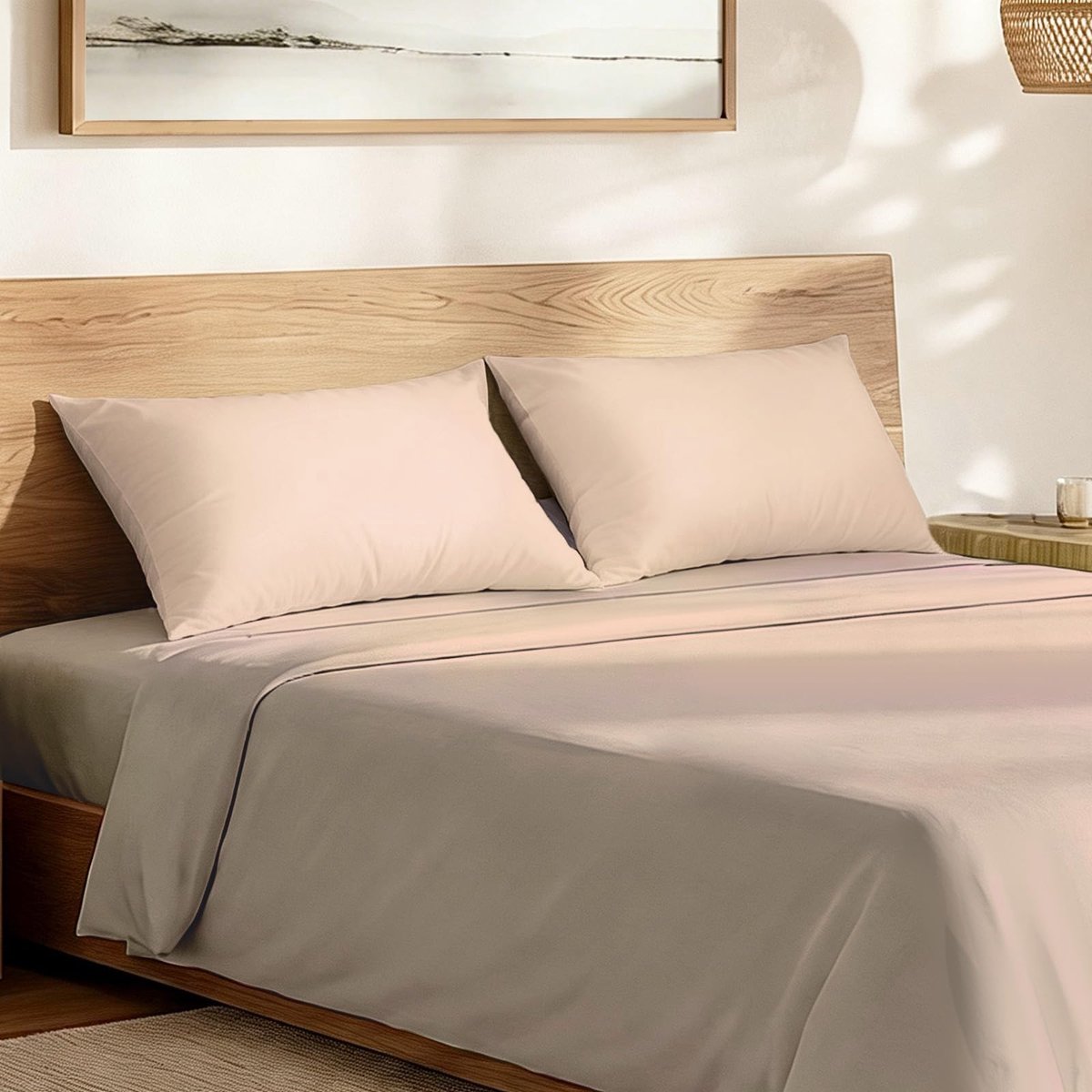 SnelShoppen - 2-Pack Kussenslopen 40x70 cm, 100% Katoen, Ademende Lichtkoffie Kussensloop, Perfect voor Slaapkamer, Logeerkamer en Camping