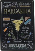 Retro Wandbord - How to make a margarita - Hoe maak je een margarita - Metalen bord - Emaille Reclame bord - Wandborden - Mannen cadeau - Mancave Decoratie - Garage - Bar - Cafe - Restaurant Style