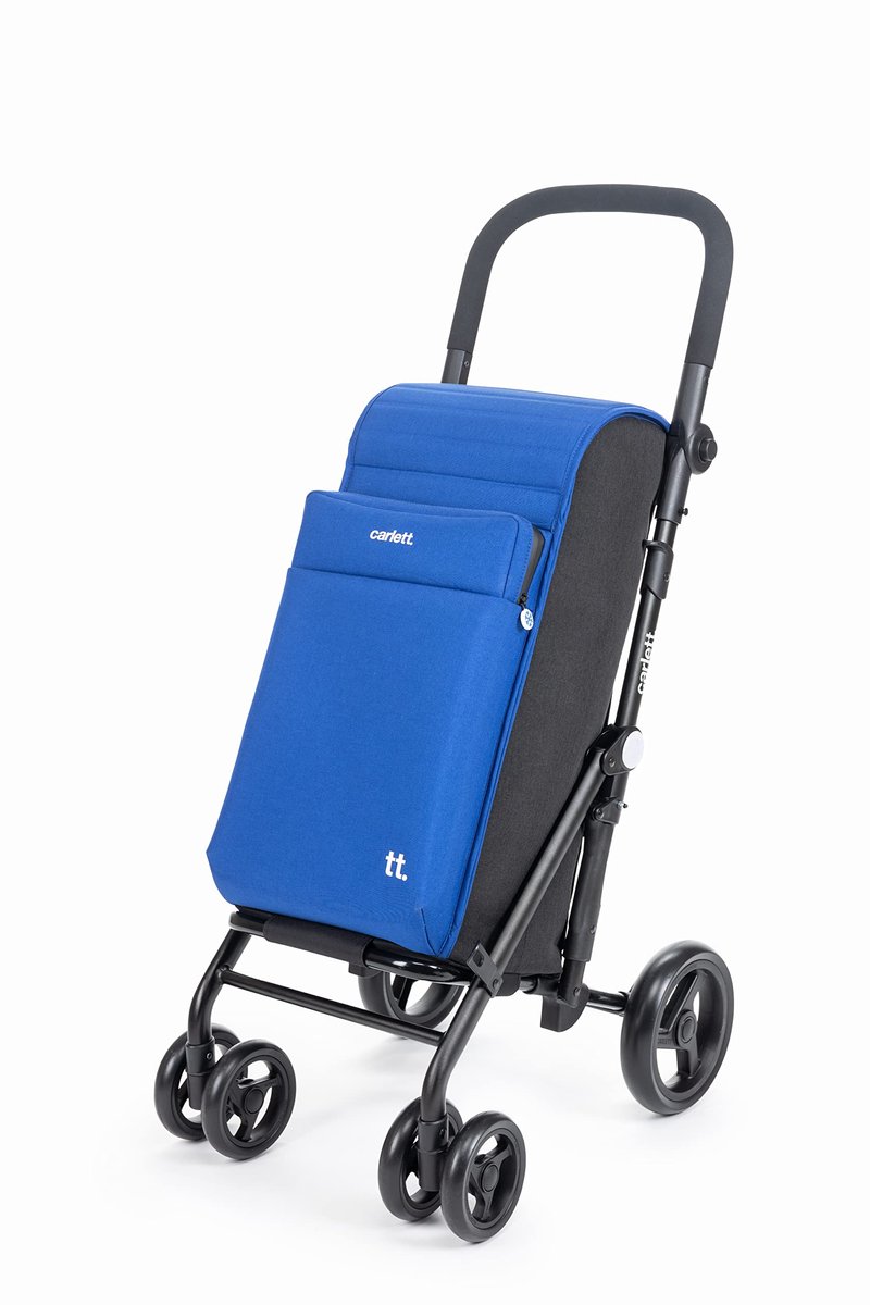 SnelShoppen - Boodschappentrolley Opvouwbaar met 4 Regenbestendige Wielen - Grote Capaciteit 25kg, Hoofdtas 50L, Thermische Tas 10L, Achterzak - Blauw