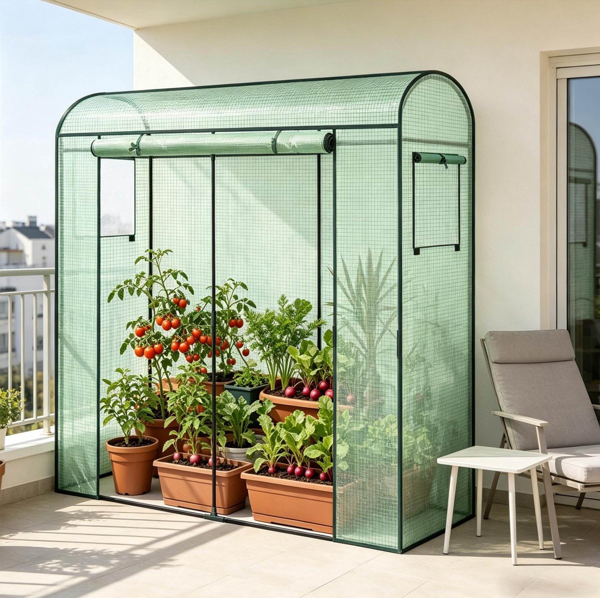 HAUSS SPOLE Kas – 170 x 68 x 200 cm – Tunnelvorm Met Volledige Ventilatie – Staal En Polyetheen – Groen – Voor Balkon Terras En Tuin