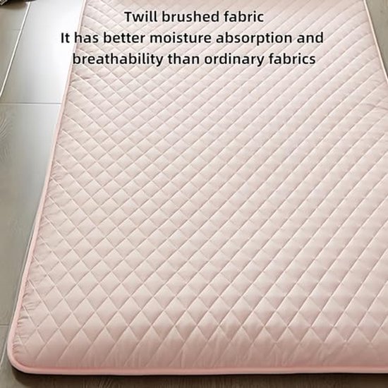 Japanse Vloermatras - Futon Mat Slaapkussen - Comfortabel Slapen - Dikke Opvouwbare Topper - 120 x 200 cm - Roze — afbeelding 5