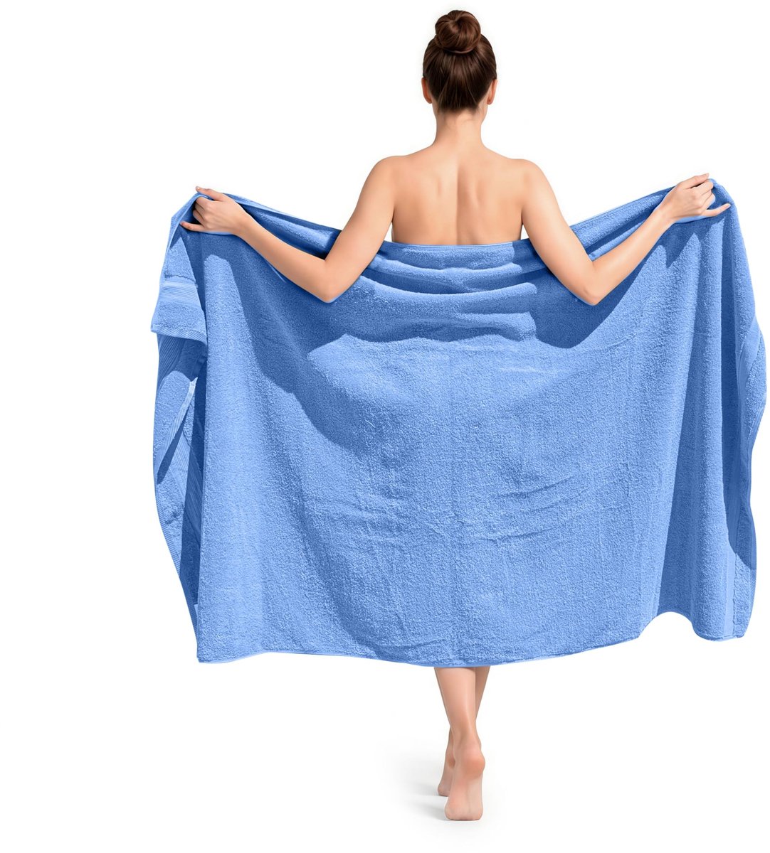 SnelShoppen - Luxe Saunahanddoeken 100 x 180 cm - 100% Katoen Badhanddoek Groot - Blauw - Ideaal voor Wellness, Strand, en Thuisgebruik