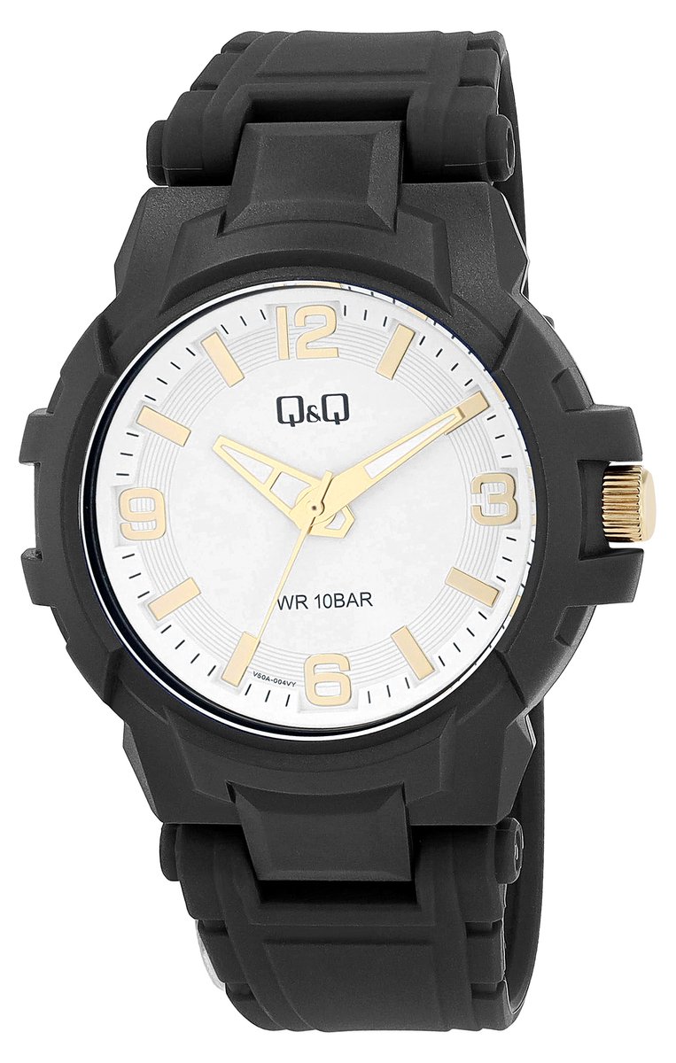 Q&Q Herenhorloge kunststof goudkleurig, 10 ATM