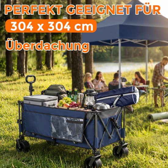 HAUSS SPOLE Tuinkar - Opvouwbaar 300 L 120 x 57,5 x 44 cm - Staal En 600D Oxford - Blauwgrijs - Voor Strand Camping En Boodschappen van hauss-spole — afbeelding 4