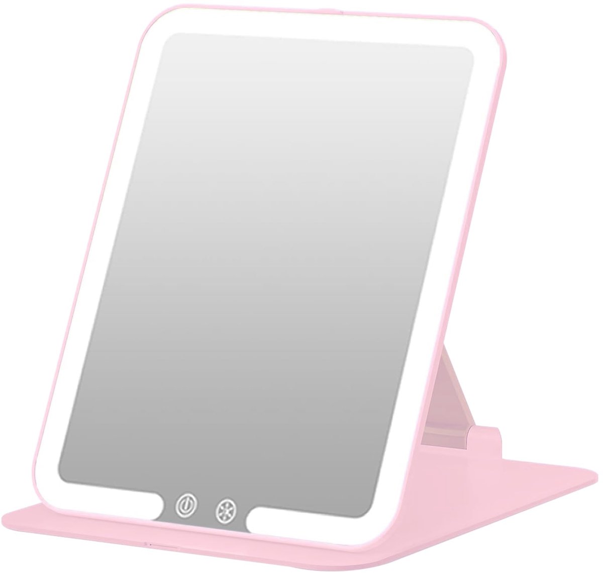 SnelShoppen - Oplaadbare 1500mAh Make-up Spiegel met Lichten, Draagbare 1X en 15X Vergrootspiegel, Opvouwbare Cosmetische Vanity met Verstelbare Stand