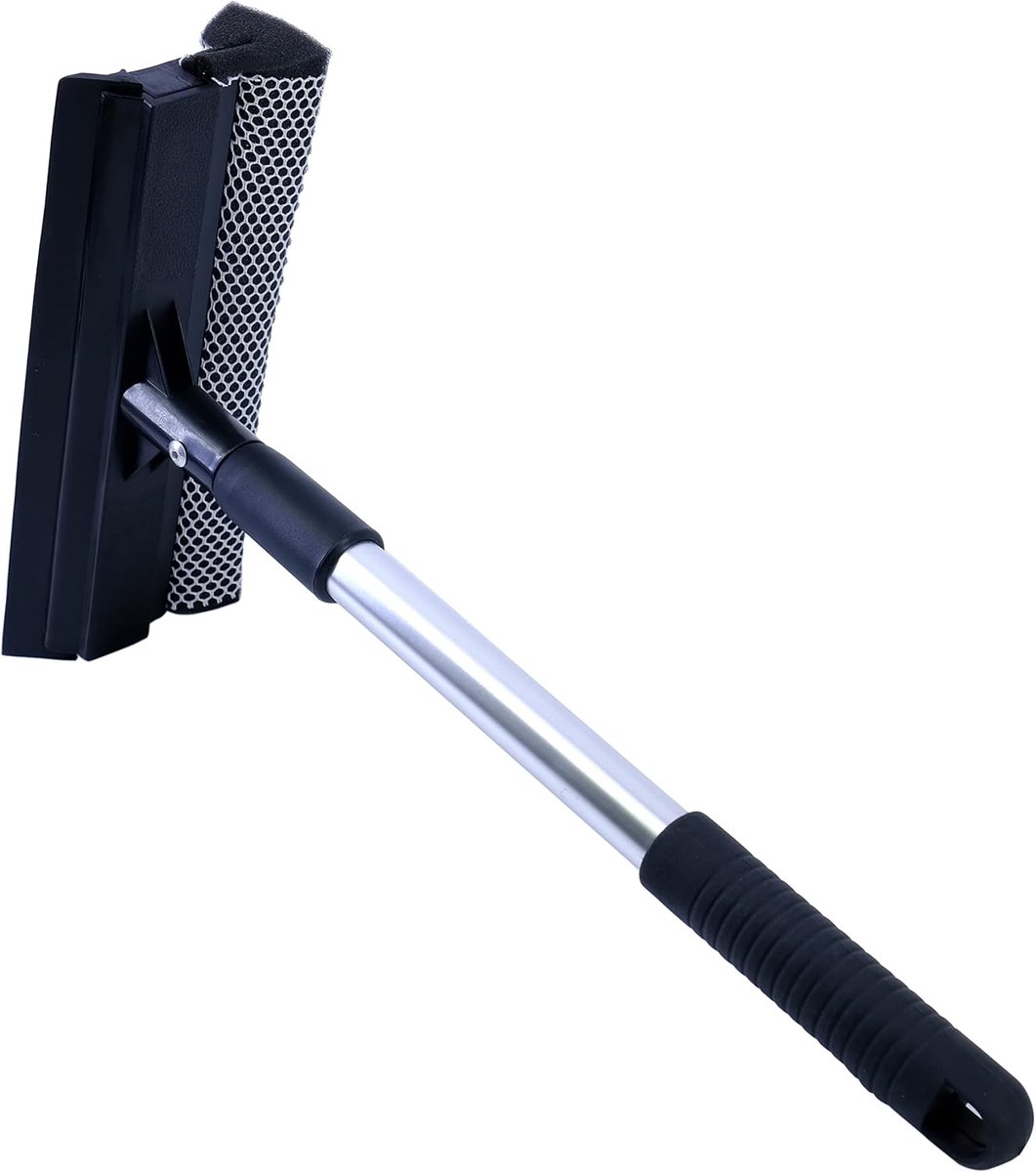 SnelShoppen - Polyte Raamwisser voor Autoruiten - Uitschuifbare Aluminium Handgreep 36-50 cm - Zwart - Raamreinigingsgereedschap voor Auto, Huishouden