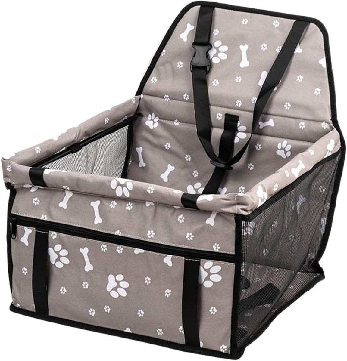 Hondenzitje voor auto - Autostoel huisdier - Veilig reizen - Waterdichte stof - 40x35x25cm - Grijs