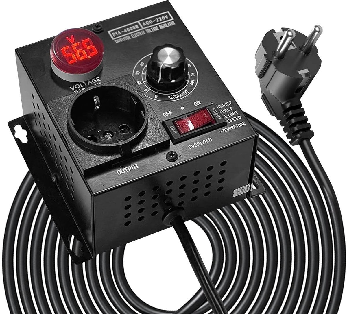 Voltage Regulator 4000 W - Elektronische Temperatuurregeling - Dimmer en Snelheidsregelaar - SnelShoppen