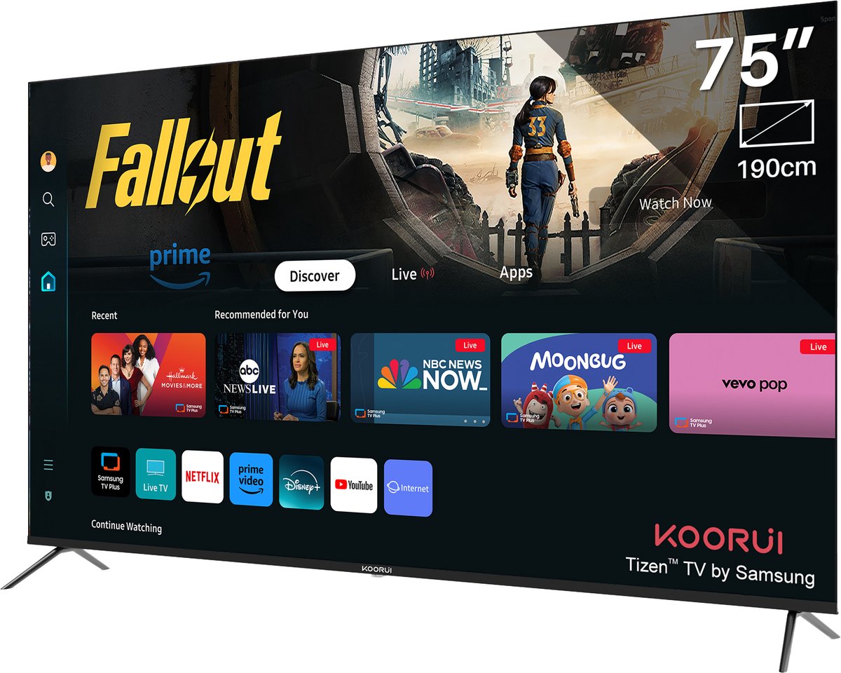 Koorui Tizen by Samsung Smart TV - QLED 4K Ultra HD - 75 inch/191 cm thumbnail 4