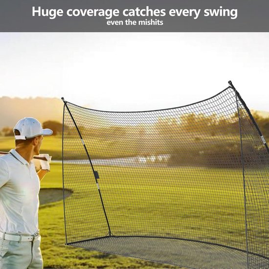 Draagbaar golf oefennet 305 x 217 cm, versterkt ijzeren frame en duurzaam PE-gaas, rood en zwart/zwart swing slagnet, eenvoudig te monteren voor binnen- en buitengebruik van draagbaar — afbeelding 3