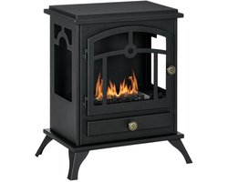 QUESTYR - Bio-Ethanol Haard - 0,9L Tank - Zwart - Vrijstaand - Veiligheids - Vlamdover - 3u…