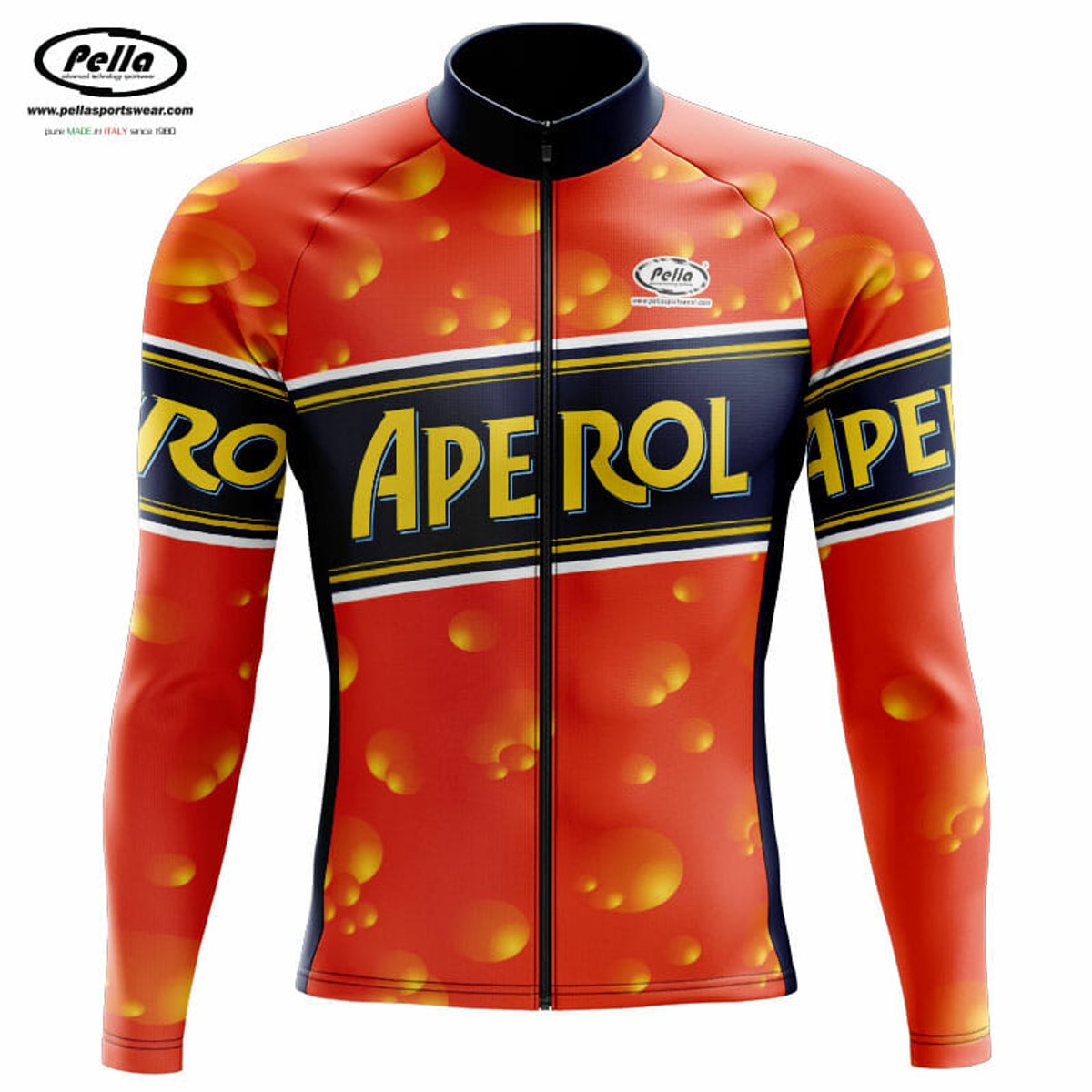 Pella - Aperol - fietsshirt lange mouwen - wielrenshirt lange mouwen - S