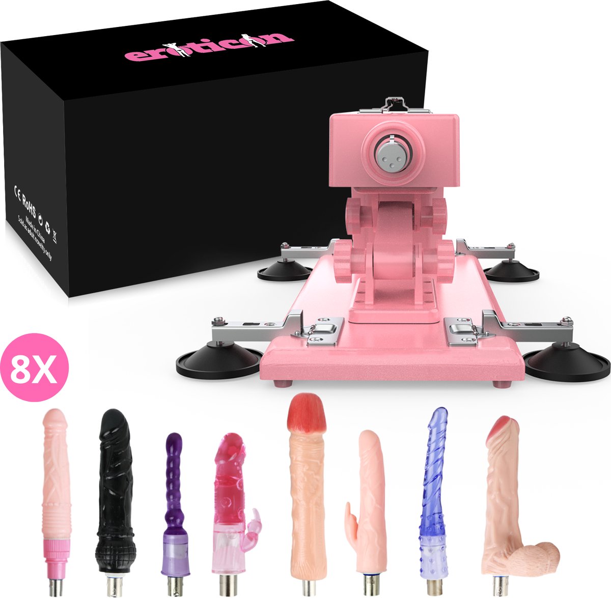 Reid Neukmachine met 8 Dildo’s voor Anale, Vaginale en Clitoris Stimulatie - Uitgebreide Fuck Machine voor Mannen en Vrouwen - 8 Sex Toys - Neuk machine - Fuckmachine - Seksmachine - Sexmachine - Discreet Verzonden