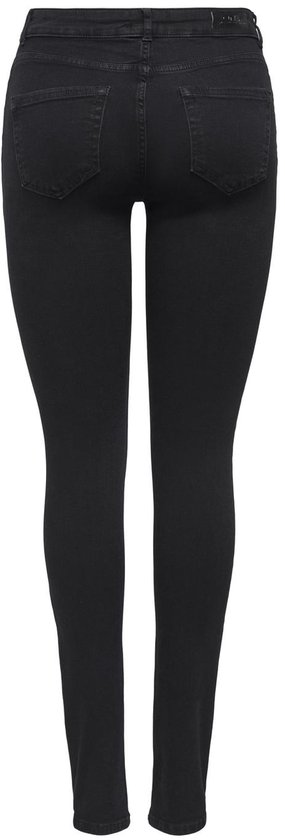Strakke zwarte jeans, achterkant, zonder model.