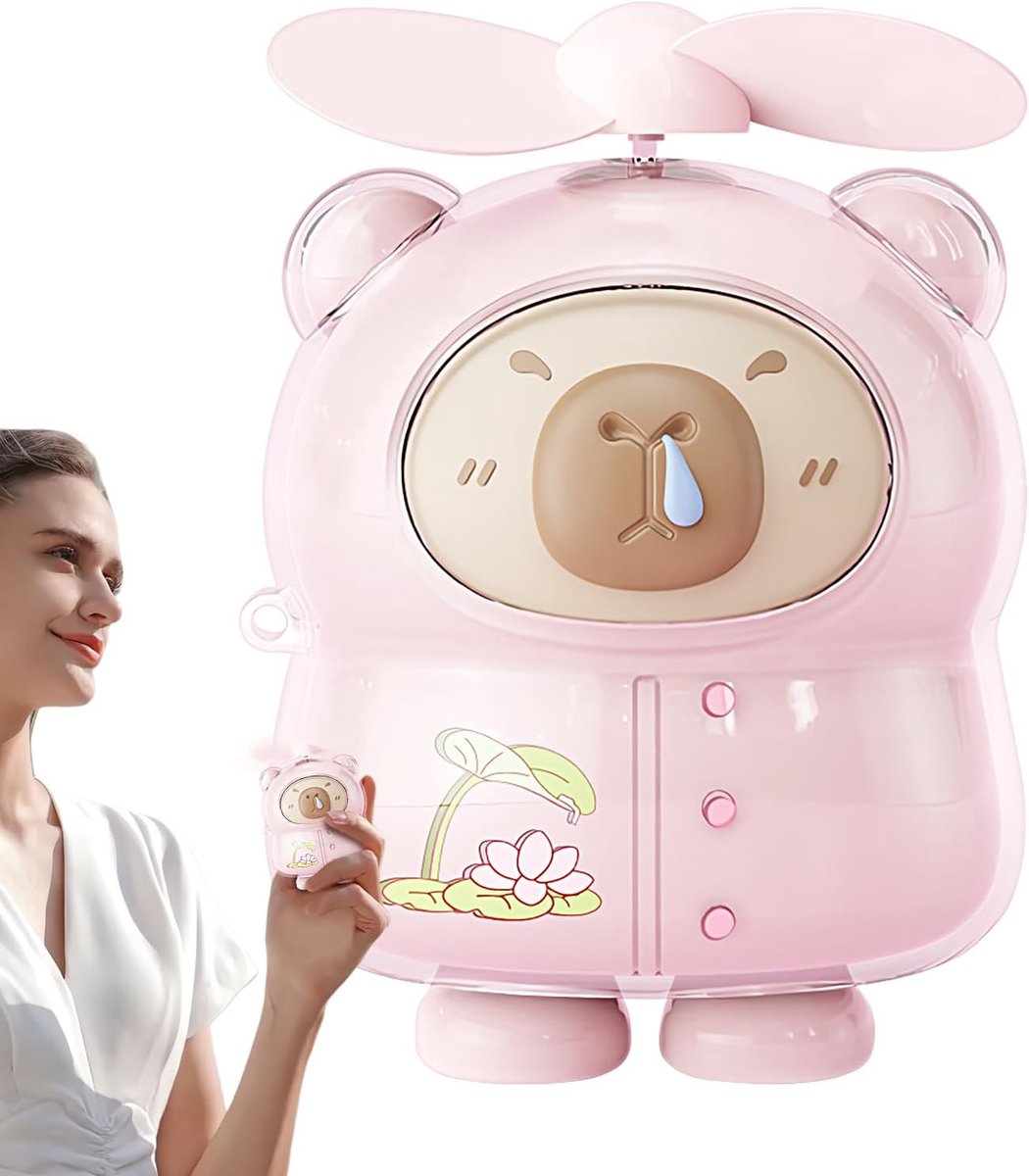 Persoonlijke ventilator - Stille handventilator - Overal koelen - USB oplaadbaar - 6.5 cm - Roze