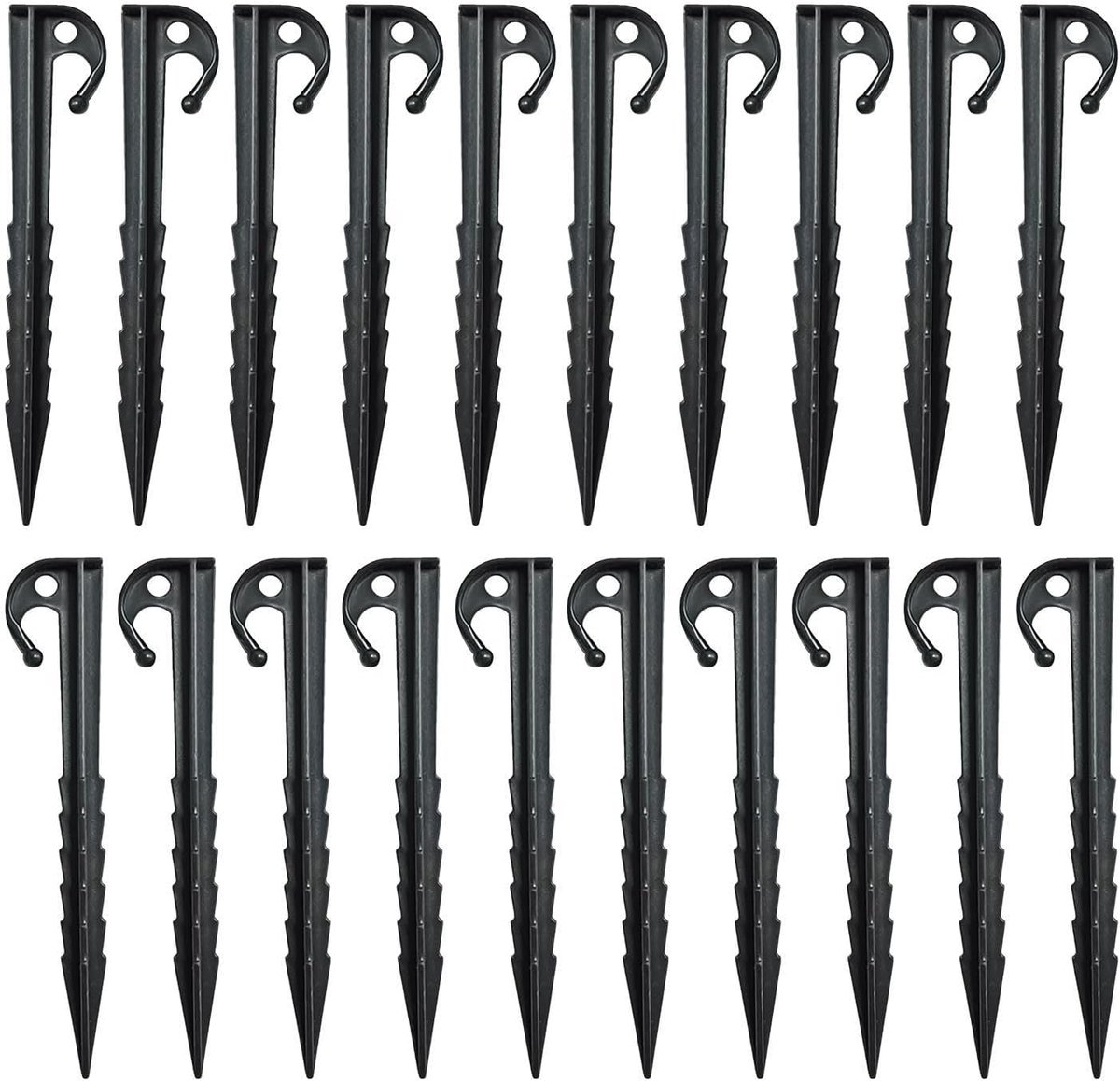 Tentharingen Zware Belasting - Grondankers Set - Outdoor Bevestiging - Snelle Montage Zonder Gereedschap - 20 Stuks - Zwart