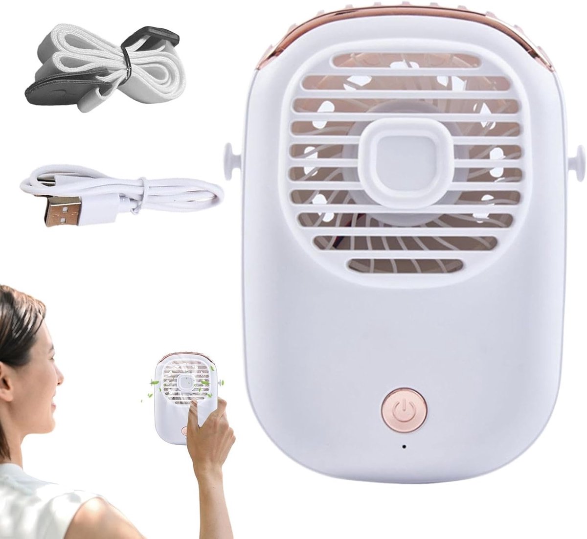 Draagbare Nekventilator - Oplaadbare Handventilator - Persoonlijke Verkoeling - Fluisterstille Luchtstroom - 4x9.5x4 cm - Wit
