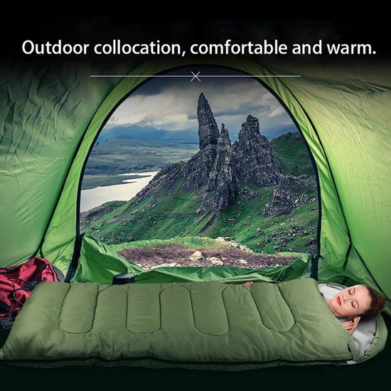 Draagbare Slaapzak - Extra Groot - Kamperen Outdoor - Waterdicht Warm - 180+30x75cm - Rood — afbeelding 2