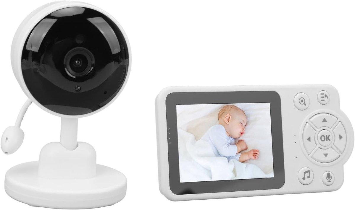 Babyfoon met Camera - Video Monitor - Baby Bewaken - Temperatuur Sensoren - 2.8 Inch Scherm - Wit