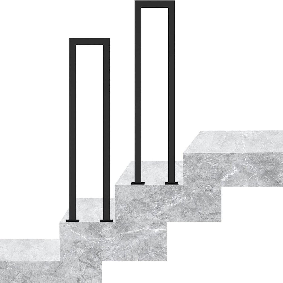 Buiten Trap Reling - Buitenleuning Metaal - Veiligheid Buiten - Gepoedercoat Smeedijzer - 75 cm - Zwart