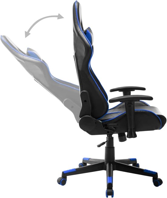 Gamingstoel - Bureaustoel computerstoel - Comfortabel gamen - Hoge rugleuning - Senza poggiapiedi - Zwart en blauw — afbeelding 4