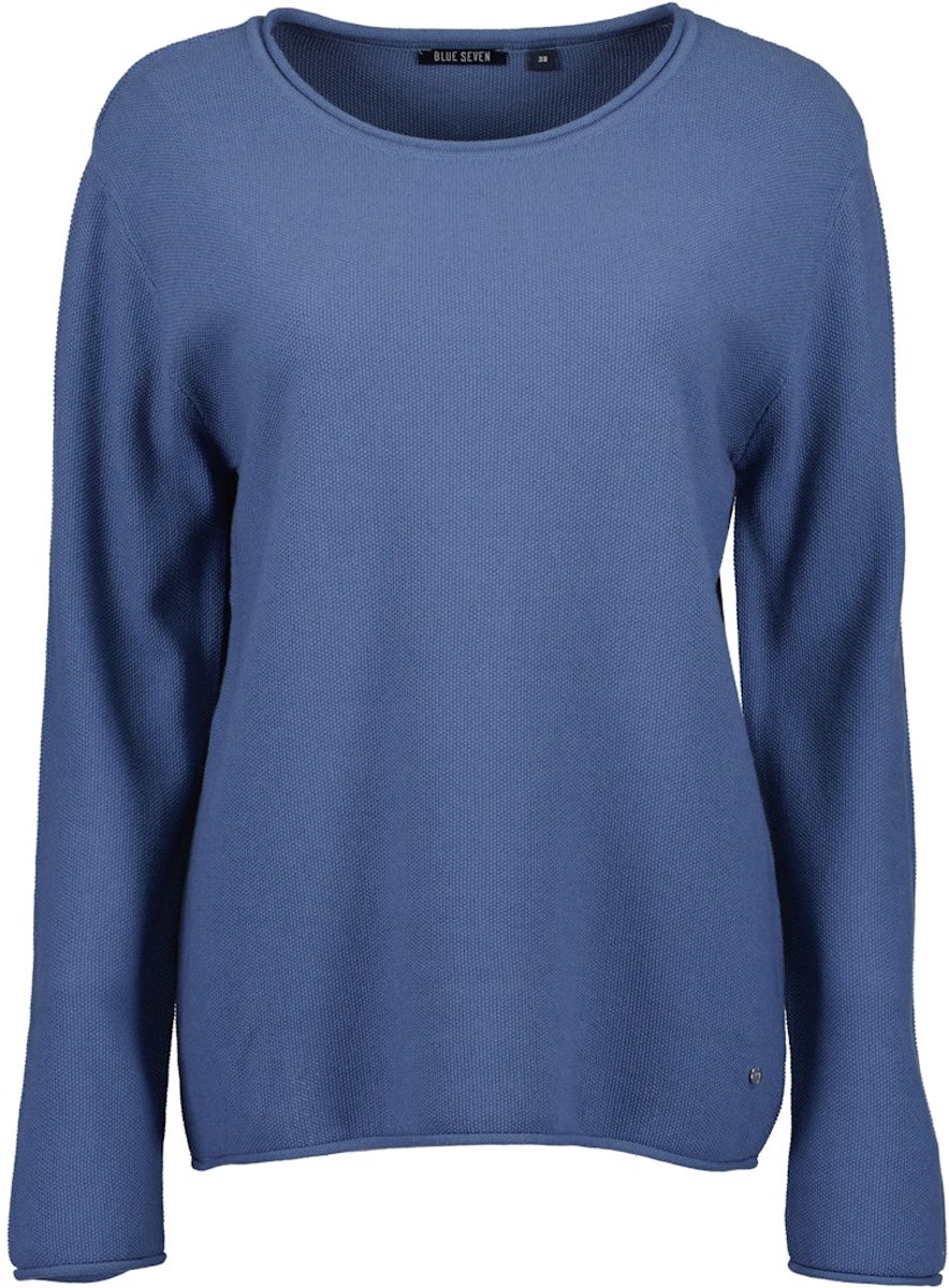 Blue Seven - dames - Trui 248154 blauw dun ronde hals Blue Seven - maat 40