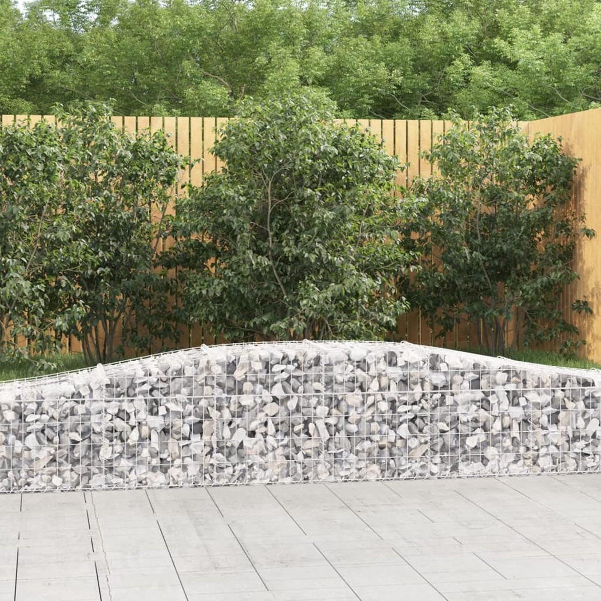 Gebogen Gabion Manden - Steenkorven Tuin - Tuin Decoratie - Gegalvaniseerd Ijzer - 400x50x40/60 cm - Zilver