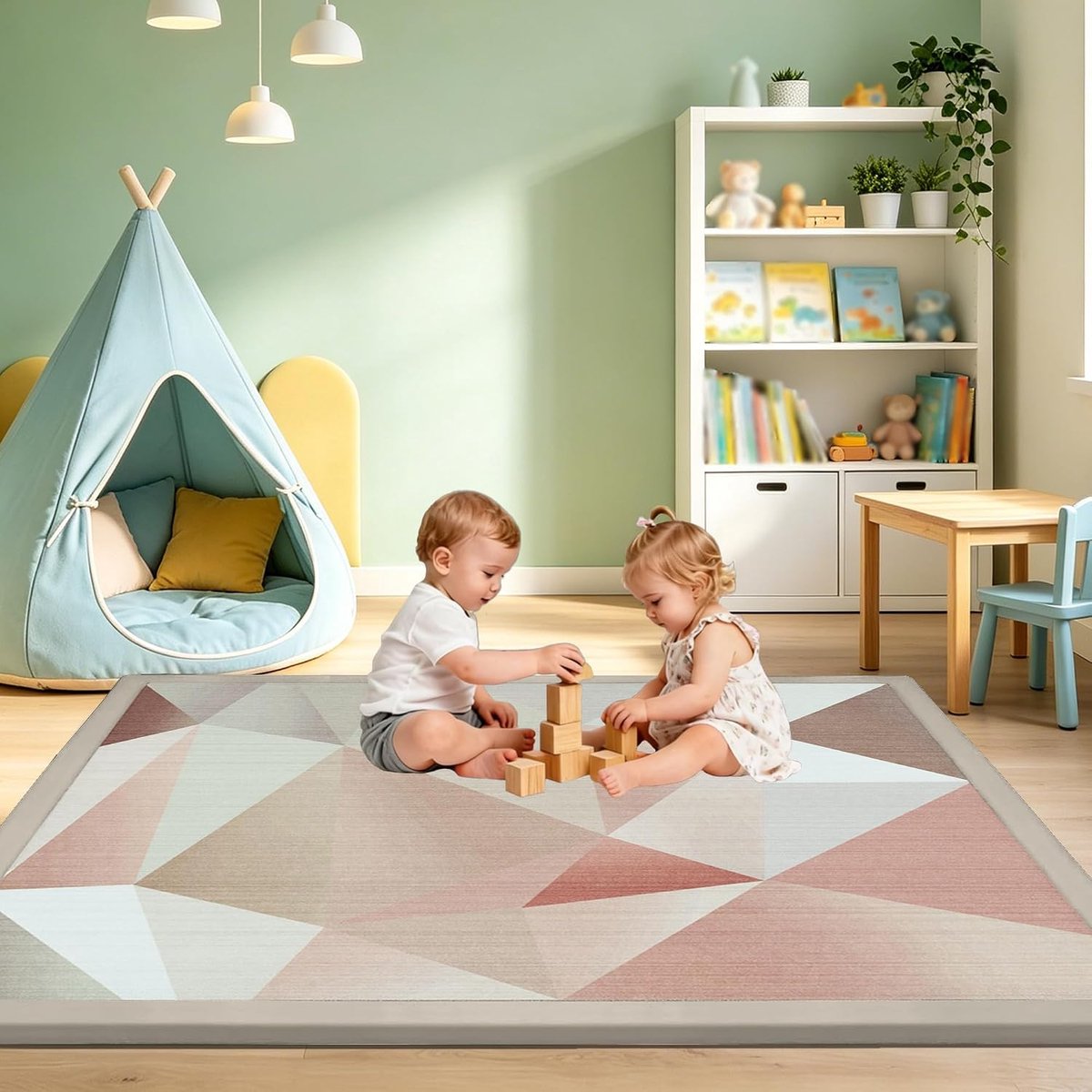 Kinderkamertapijt - Speelmat baby - Veilig spelen - Antislip onderkant - 60 x 120 cm - Koraal