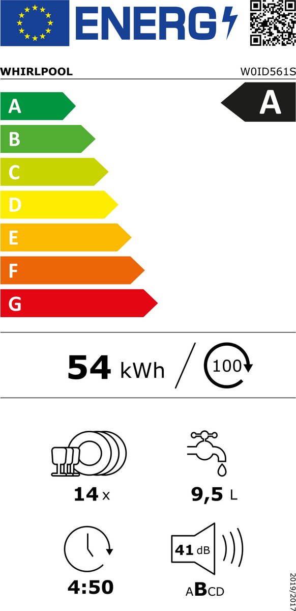 Whirlpool W0ID561S Volledig ingebouwd 14 couverts