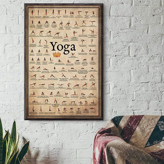 Yoga Poster - Oefeningen Schema - Thuis Sporten - Canvas Wanddecoratie - 40cm - Multicolor — afbeelding 5