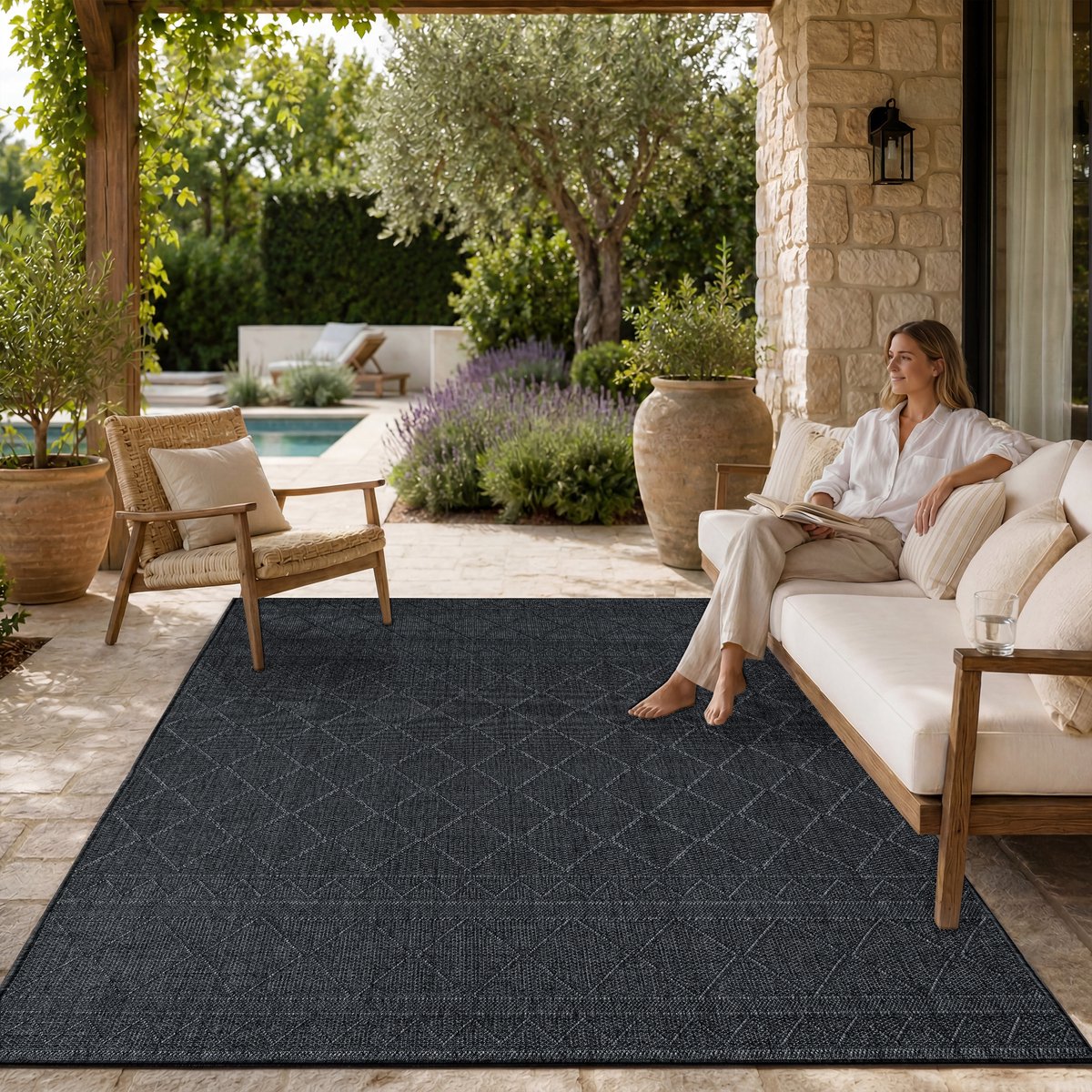 Paco Home In-& Outdoor Vloerkleed Balkon Terras Keukenvloerkleed Modern Boho Ethno Patroon 200x280 cm