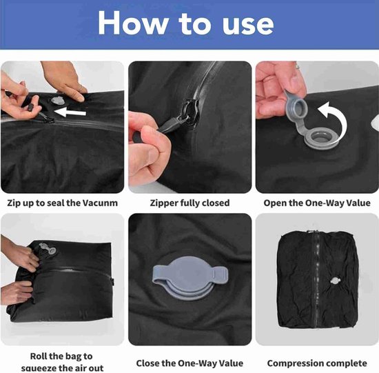 Reis Vacuümzak - Compressie zak - Ruimte besparen - Waterdicht ontwerp - 16 Liter - Grijs — afbeelding 4